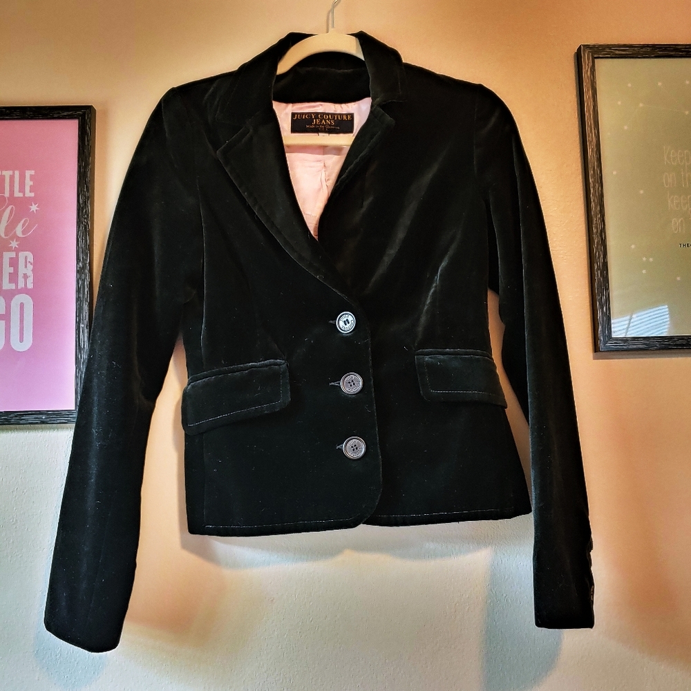💘Juicy Couture black velvet blazer jacket small